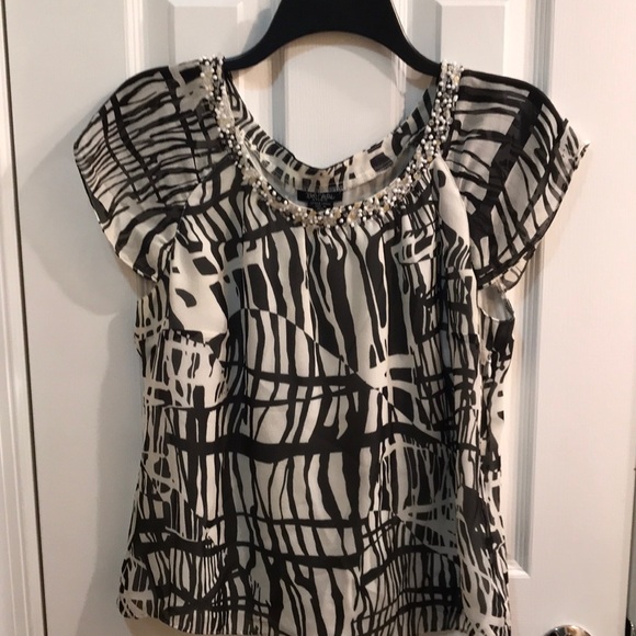 🌸NEW🌸 Bob Mackie Vintage Zebra Silk Top - Picture 1 of 15
